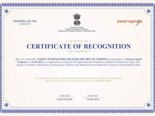 Certificate Of Recognition - Startup India